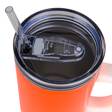 Kubek stalowy Trek 1200 ml z uchwytem neonowy pomarańczowy