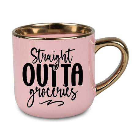 Mug 400 ml Elegant wide , handle and rim gold - pink half pallet 288 pcs.