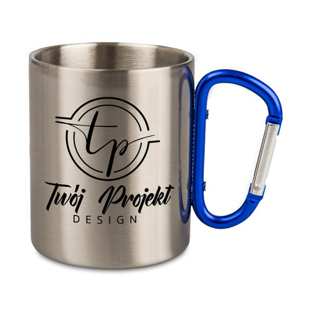 Steel mug 300 ml - blue carabiner