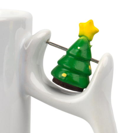 White mug with Christmas tree in handle
