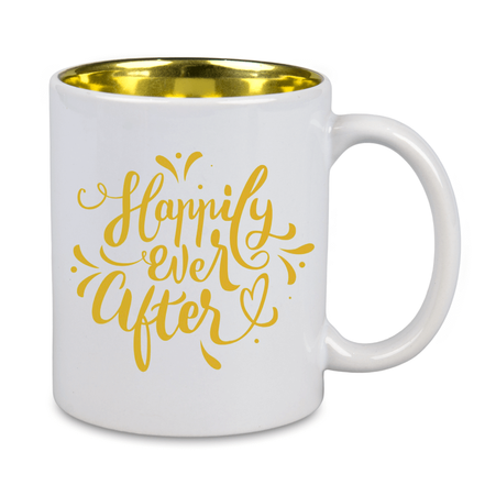 Mug white gold shiny inside