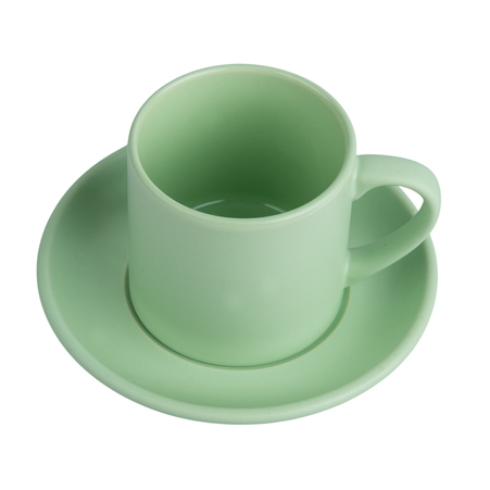 170 ml cup with saucer matte green color (set of 6 pcs.)