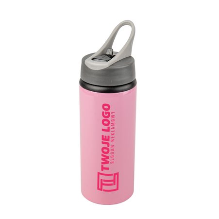 Aluminiowa butla Active z ustnikiem 650 ml  - różowa komplet 5 szt.