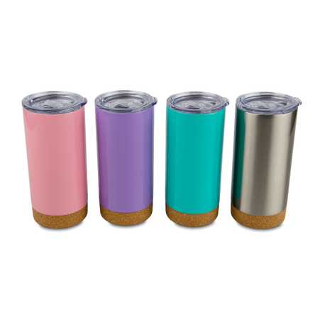 Steel 500 ml thermobottle with cork bottom pink