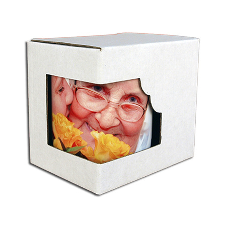 Cardboard packaging with window for 330ml cups - white (set of 500pcs.)