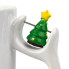 White mug with Christmas tree in handle