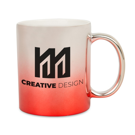 Silver and red metallic mug