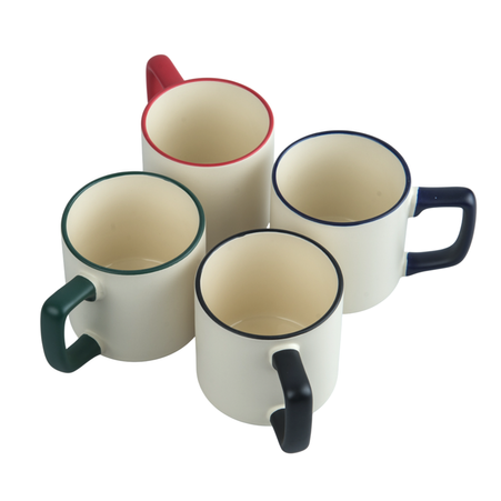 330 ml Cream mug matte green handle and rim