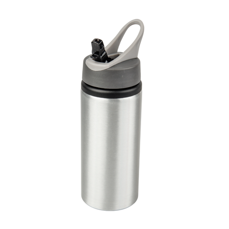 Active aluminum bottle with mouthpiece 650 ml - silver