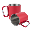 Steel mug 300 ml red - carabiner handle, for engraving set of 20 pcs.