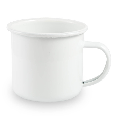 Steel mug - enameled 300 ml, white rim carton 48 pcs.