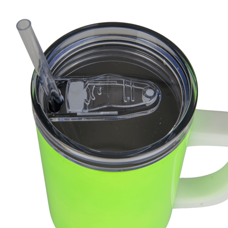 Trek 1200 ml steel mug with handle neon green