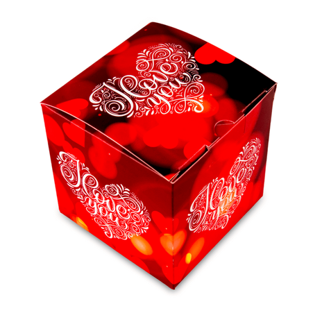 Decorative packaging for cups with a window - LoveYou pattern