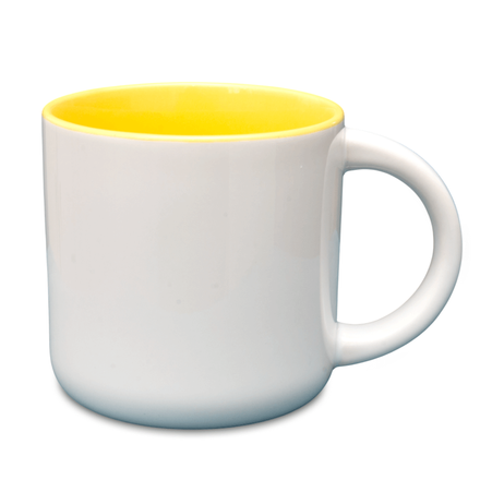 White mug 400 ml wide - inner yellow