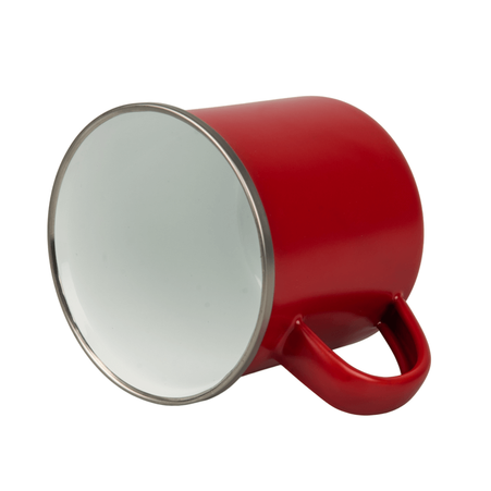 Steel enamel mug 300 ml matte red, silver rim carton 48 pcs.