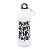 Aluminum 600 ml bottle with carabiner white