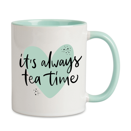 Combo white mug - handle and inside mint green