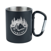 Steel mug 300 ml black - carabiner handle, for engraving