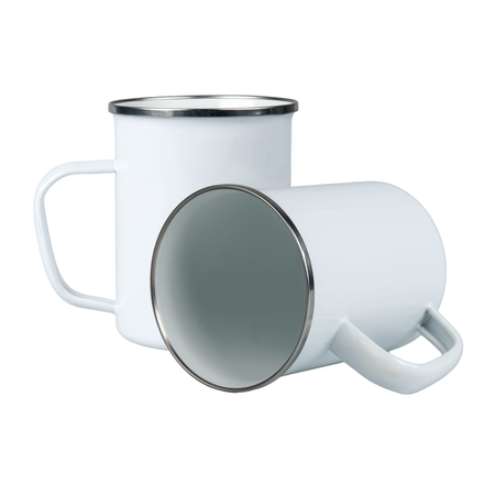 Steel mug - enameled 650 ml, silver rim carton 24 pcs