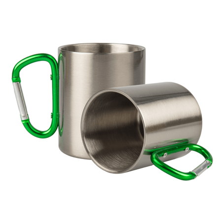 Steel mug 300 ml - green carabiner