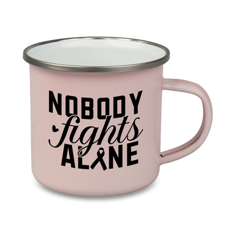 Kubek stalowy- emaliowany 300 ml matowy różowy, srebrny rant karton 48 szt.