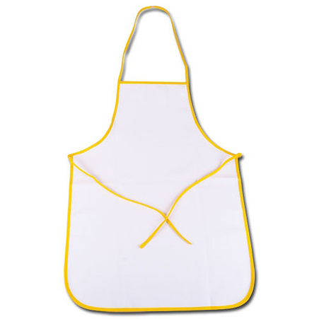 White apron - yellow piping (set of 5pcs.)