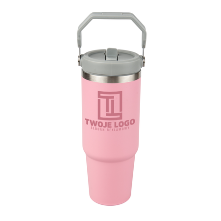 Kubek stalowy Trip 900 ml grawer/UV - różowy