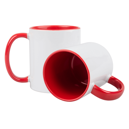 Combo SuperGlaze white mug - handle and inside red