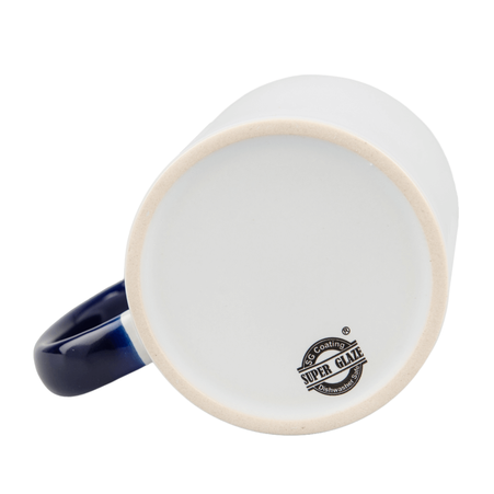 Combo SuperGlaze white mug - handle and inside navy blue