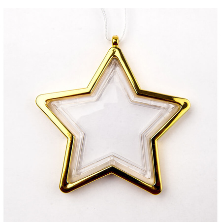 Plastic ornament for a photo in the shape of a star - gold (set of 24 pcs)