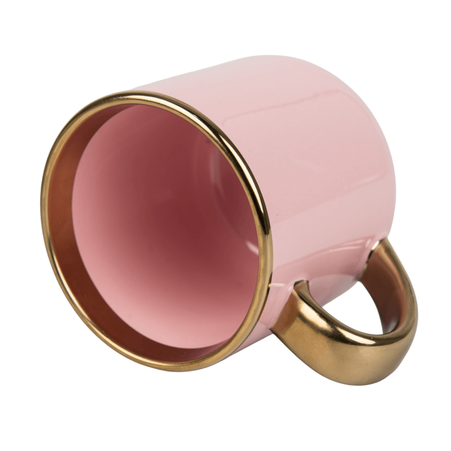 Mug 400 ml Elegant wide , handle and rim gold - pink half pallet 288 pcs.