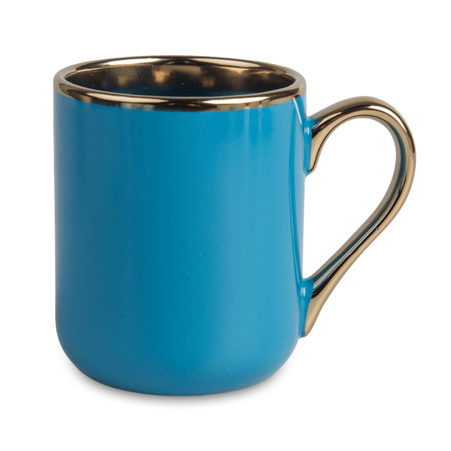Elegant mug handle and rim gold - blue