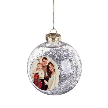 Christmas tree bauble silver thread - 80 mm for sublimation