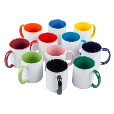 Combo SuperGlaze white mug - Cambridge blue handle and inside carton 36 pcs.