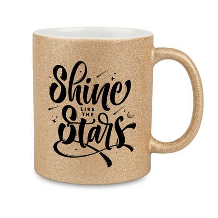 Glitter mug old gold carton 36 pcs.