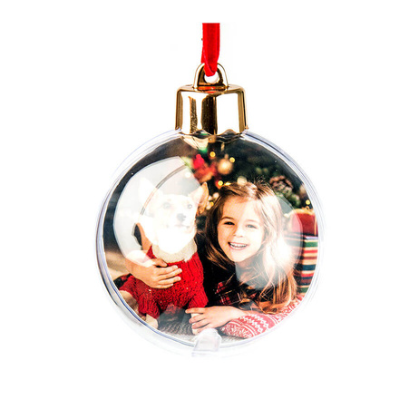 Plastic bauble for a photo - gold stopper (set of 24 pcs)