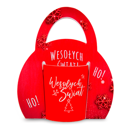 Opakowanie/ uchwyt do kubków  - wzór święta czerwone