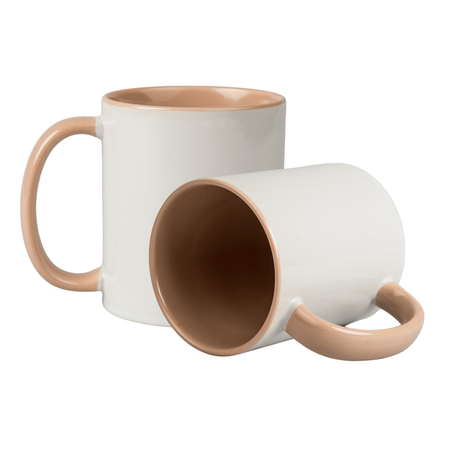 Combo white mug - handle and inside light brown