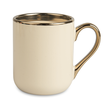 Elegant mug gold handle and rim - cream colored