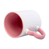 White mug - heart handle and inside pink