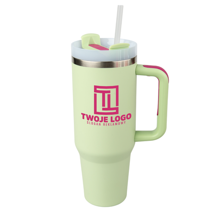 Travel 1200 ml steel mug Travel 1200 ml engraved/UV - light green