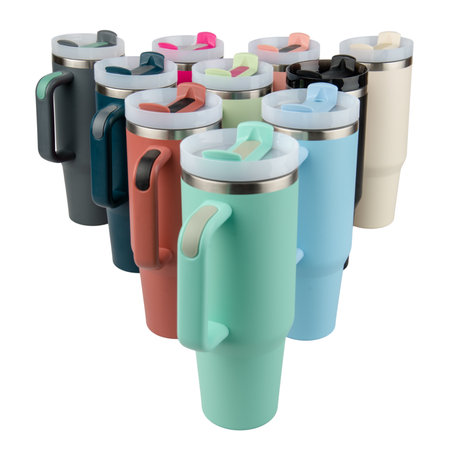 Kubek stalowy Travel 1200 ml grawer/UV - miętowozielony