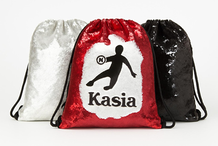 Backpack-bag with sequins set of 5 pieces (red, black, white, silver, gold)