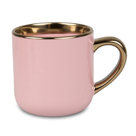 Mug 400 ml Elegant wide , handle and rim gold - pink half pallet 288 pcs.