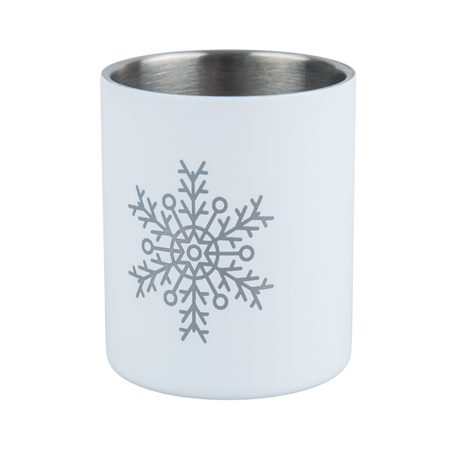 Steel mug 300 ml white - carabiner handle, for engraving