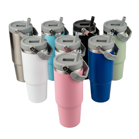 Kubek stalowy Trip 900 ml grawer/UV - różowy