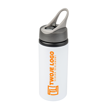 Active aluminum bottle with mouthpiece 600 ml - white
