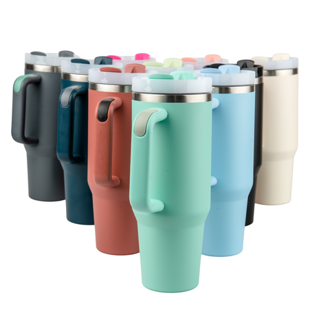 Kubek stalowy Travel 1200 ml grawer/UV - jasnoróżowy