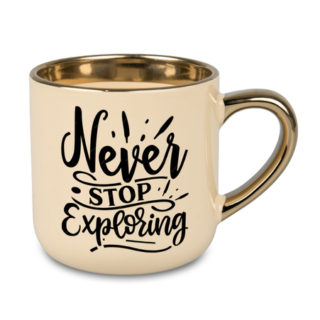 400 ml Elegant wide mug - gold handle and rim - cream