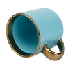 400 ml Elegant wide mug - gold handle and rim - blue